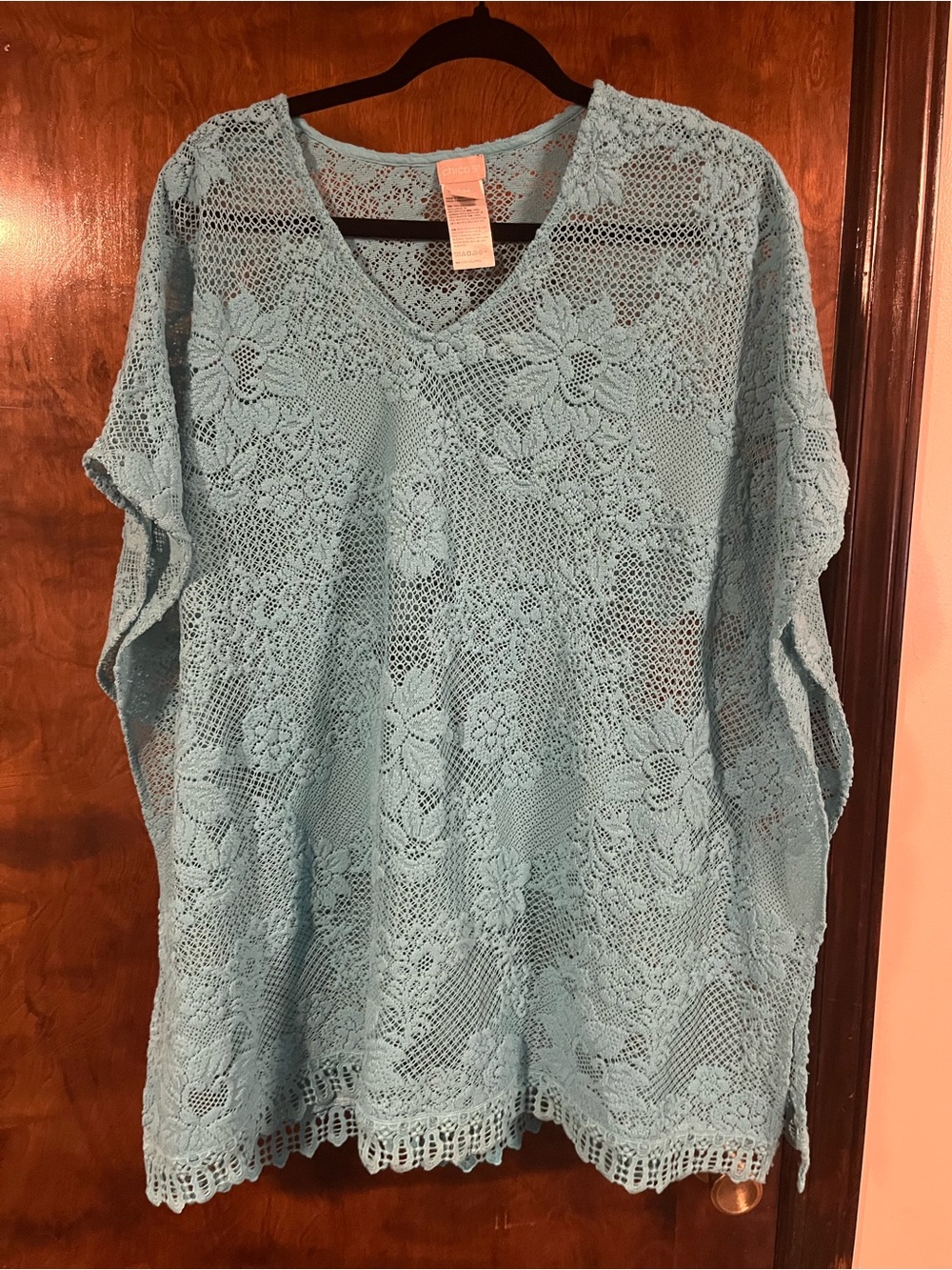 ⭐️ 2/$20 Light Blue Crochet V-Neck Women's Top